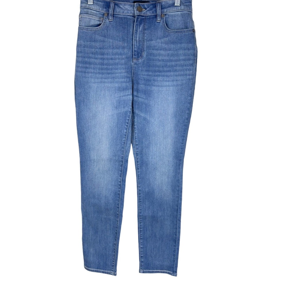 Susan Graver Regular High Stretch Denim Curvy Fit Jeans Blue Lagoon 4 Size